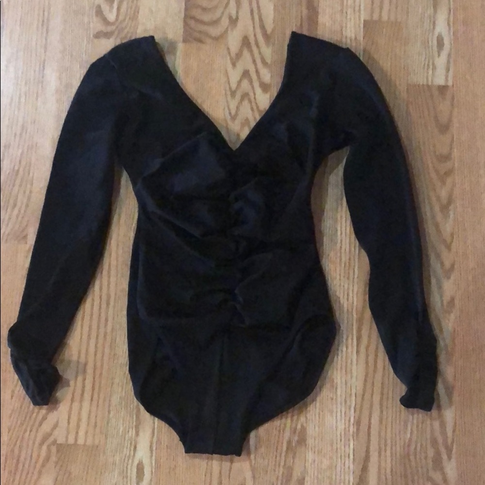 Danskin Black Long sleeve ribbed leotard